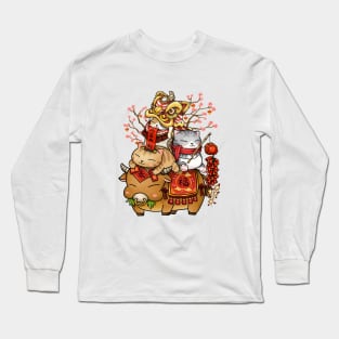 Chinese New Year Cats on Ox Long Sleeve T-Shirt